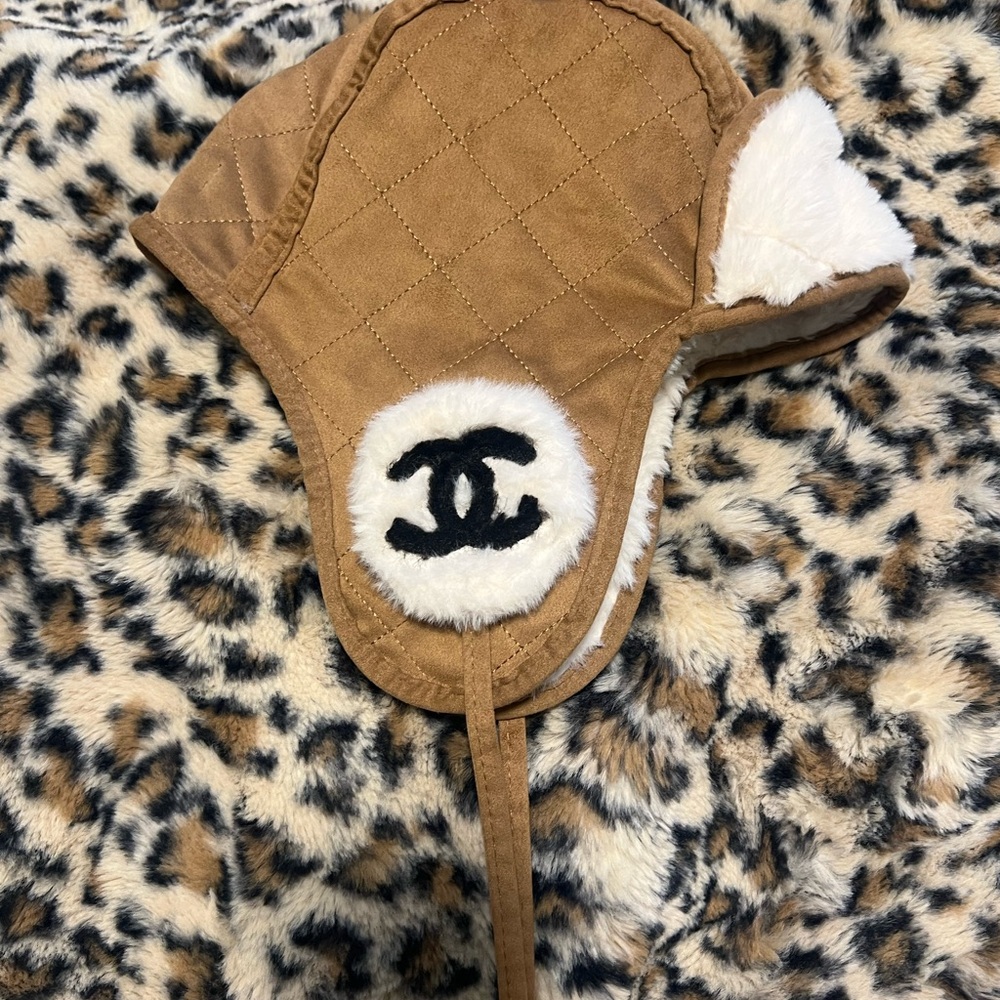 CHANEL faux fur hat
